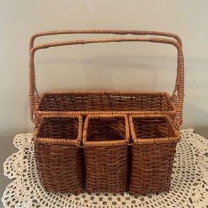 Wicker Utensil Caddie With Handles